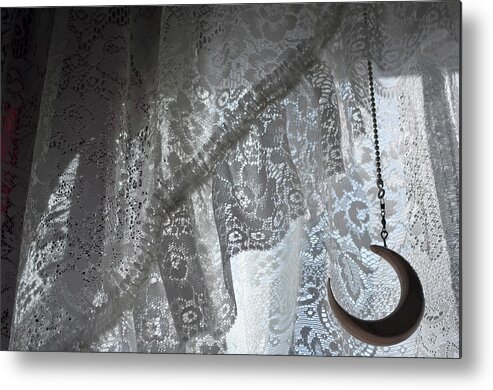 Lace Metal Print featuring the photograph Lace and Crescent - white by ShaddowCat Arts - Sherry