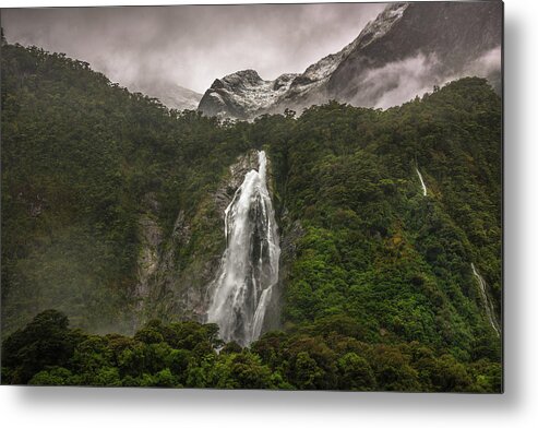 Milford Sound Metal Print featuring the photograph Lady Bowen Falls by Racheal Christian