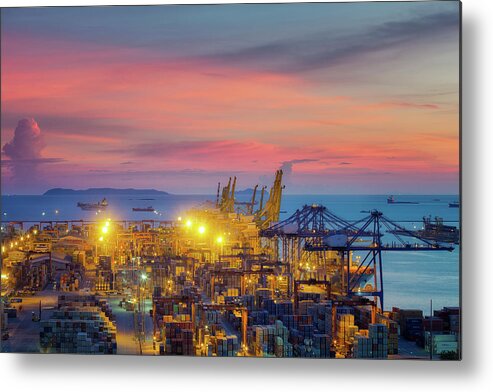 Port Metal Print featuring the photograph Lamchabang logistic port in Thailand by Anek Suwannaphoom