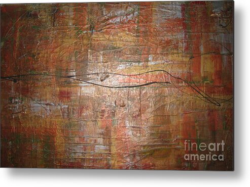 Abstract Metal Print featuring the painting Landscape - Gold by Jacqueline Athmann