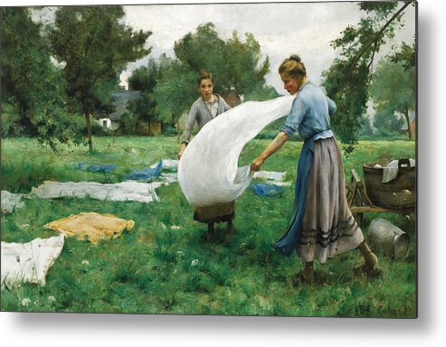 Therese Marthe Francoise Cotard-dupre Metal Print featuring the painting Laundry by Therese Marthe Francoise Cotard-Dupre