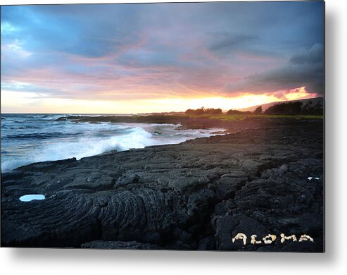 Aloha Metal Print featuring the photograph Lava Field Sunset Big Island Hawaii by Lawrence Knutsson