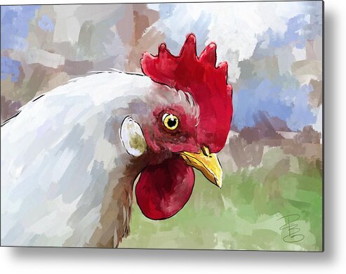 Agriculture Metal Print featuring the digital art Leghorn hen by Debra Baldwin