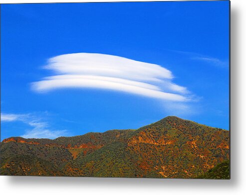 Lenticular Clouds Over San Gabriel Mountains Metal Print featuring the photograph Lenticular clouds over San Gabriel Mountains by Viktor Savchenko