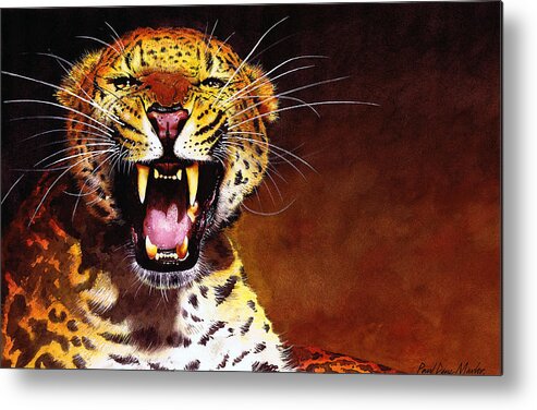 Leopard Metal Print featuring the painting Leopard by Paul Dene Marlor