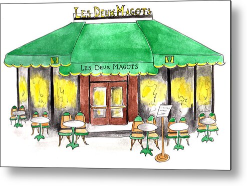Art Metal Print featuring the painting Les Deux Magots by Anna Elkins