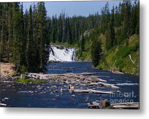 Lewis Falls Metal Print featuring the photograph Lewis Falls Yellowstone by Jennifer White