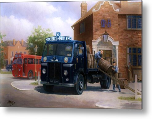 Art For Investment Metal Print featuring the painting Leyland dray Mitchell's and Butlers by Mike Jeffries