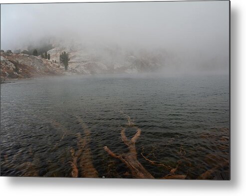 Elko Nevada Landscape Photography Metal Print featuring the photograph Liberty Lake in Fog by Jenessa Rahn