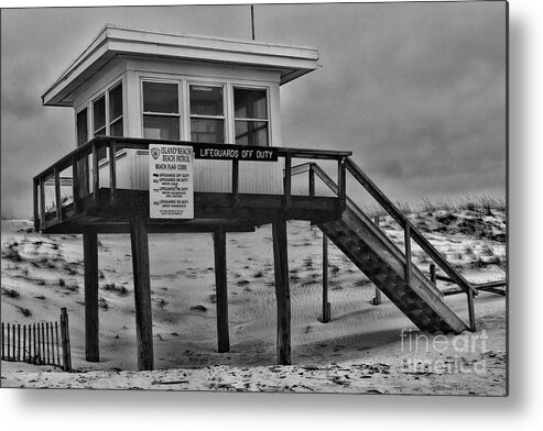 Paul Ward Metal Print featuring the photograph Lifeguard Station 1 in black and white by Paul Ward