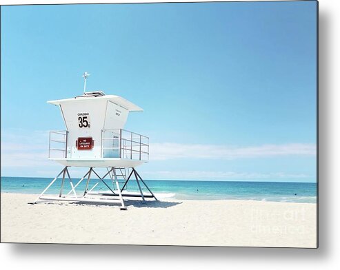 Beach Metal Print featuring the photograph lifeguard tower Carlsbad 35 by Sylvia Cook