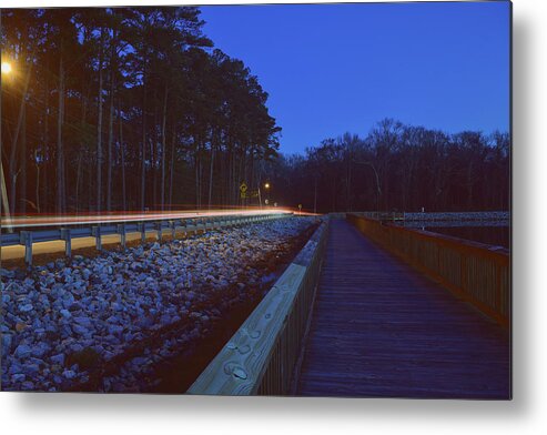Light Metal Print featuring the photograph Light Trails on Elbow Road by Nicole Lloyd