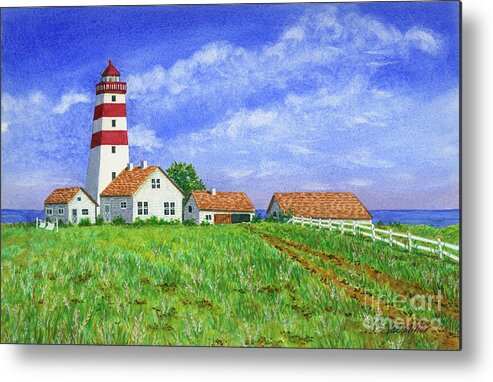 Lighthouse Metal Print featuring the painting Lighthouse Pasture by Val Miller