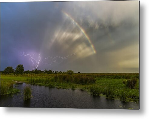 Anitcrepuscular Rays Metal Print featuring the photograph Lightning And The Rainbow by Justin Battles