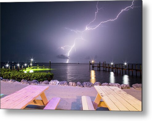 Photosbymch Metal Print featuring the photograph Lightning over Buttonwood Sound by M C Hood