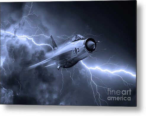 Lightning Metal Print featuring the digital art Lightning Power - Mono by Airpower Art