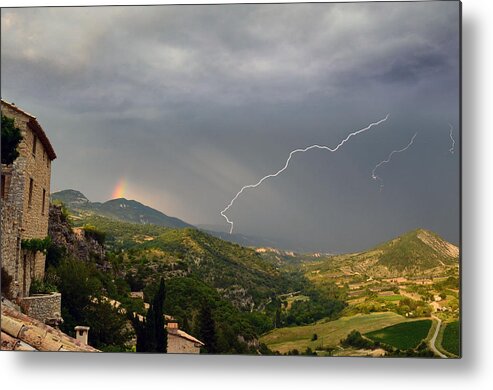 Lightning Metal Print featuring the photograph Lightning Rainbow Vercoiran France by Lawrence Knutsson