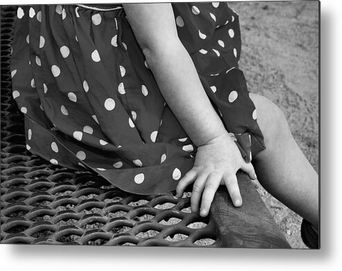 Hand Metal Print featuring the photograph Little Girl Hand Polka Dot Dress by Tracie Schiebel
