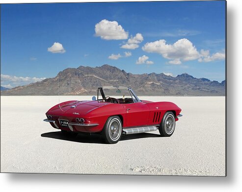 Chevrolet Metal Print featuring the digital art Little Red Corvette by Peter Chilelli