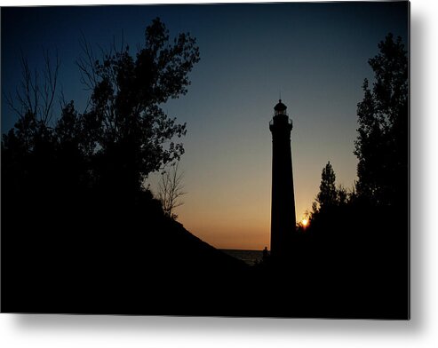 Little Sable Point Lighthouse Metal Print featuring the photograph Little Sable Point Lighthouse at Sunset by Rich S