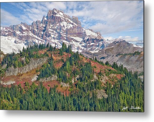 Autumn Metal Print featuring the photograph Little Tahoma Peak and Stevens Ridge in the Fall by Jeff Goulden