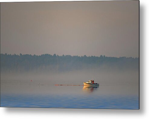 Boat Metal Print featuring the photograph Lobstering in the Mist by Rick Berk