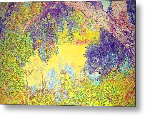 Water-color Metal Print featuring the digital art Lodi Lake Watercolor Three by Joyce Dickens