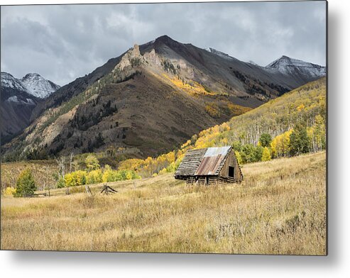 Autumn Metal Print featuring the photograph Log Barn In the Mountains by Denise Bush