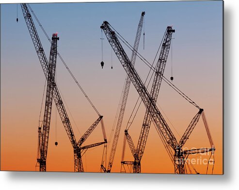  Architectural Metal Print featuring the photograph London Cranes by David Bleeker