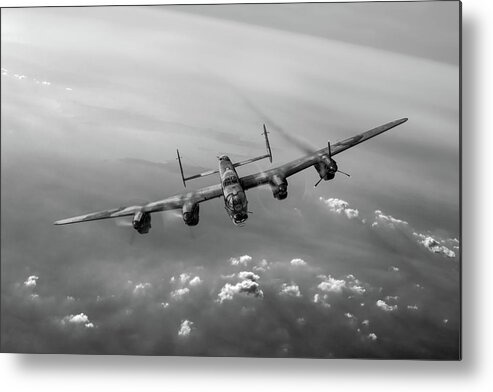 Lancaster Metal Print featuring the digital art Lone Lancaster black and white version by Gary Eason