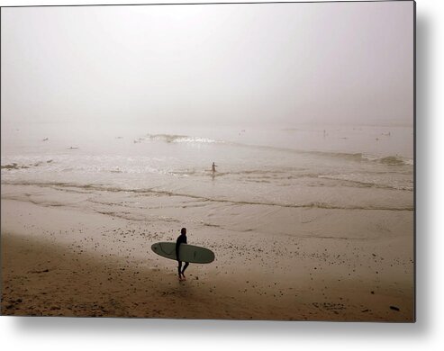 Surfer Metal Print featuring the photograph Lonely Surfer by Marilyn MacCrakin