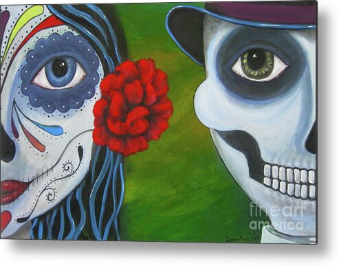 Day Of The Dead Metal Print featuring the painting Los Novios by Sonia Flores Ruiz