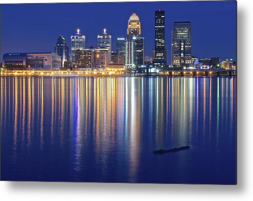 Louisville Metal Print featuring the photograph Louisville During Blue Hour by Frozen in Time Fine Art Photography