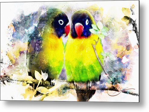 Birds Metal Print featuring the painting Love Birds2 by Rob Smith's