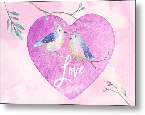 Love Metal Print featuring the digital art Lovebirds for Valentine's Day, or any Day by Anita Pollak