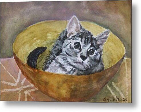 Kitten Metal Print featuring the painting Loving Lorelai by Cheryl Wallace