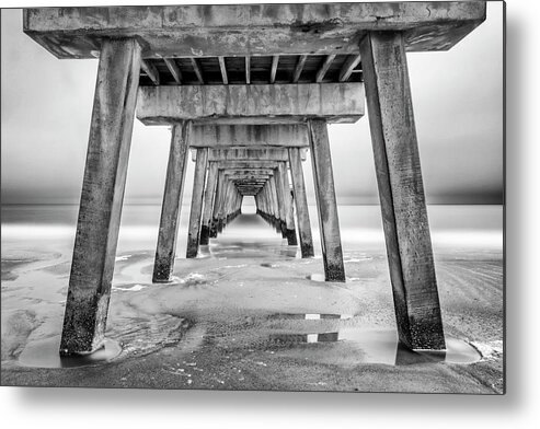 Tybee Pier Metal Print featuring the photograph Low Tide by Ray Silva