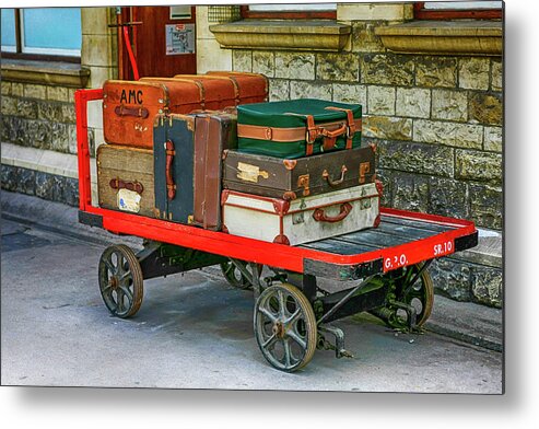 Vintage Metal Print featuring the photograph Luggage to go by Chris Smith