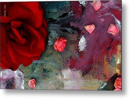 Rose Metal Print featuring the painting Lying Down On The Job by Lisa Kaiser