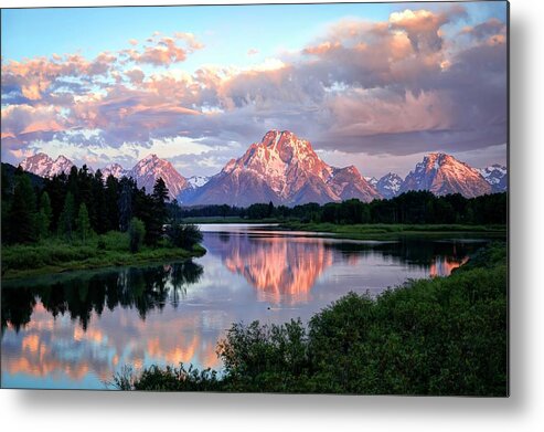 Tetons Metal Print featuring the photograph Magenta Morning At Oxbow Bend by Harriet Feagin