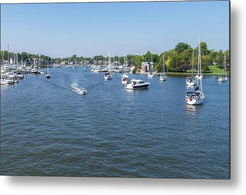 Boats Metal Print featuring the photograph Making Way Down Spa Creek by Charles Kraus