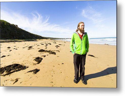 Victoria Metal Print featuring the photograph Man relaxing on beautiful Australian coast by Jorgo Photography