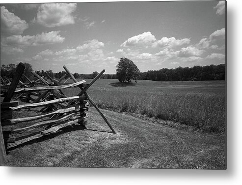 Agriculture Metal Print featuring the photograph Manassas Battlefield BW by Frank Romeo