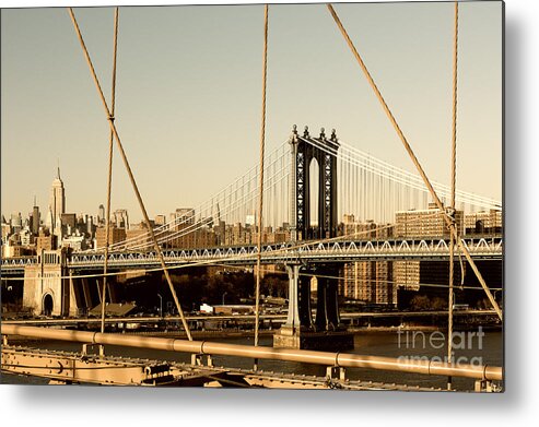 Brooklyn Bridge Metal Print featuring the photograph Manhattan Bridge from the Brooklyn Bridge by Alissa Beth Photography