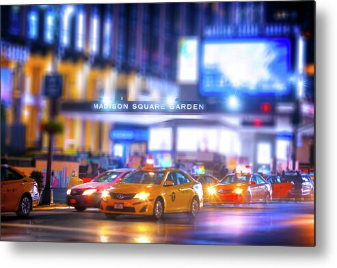 New York City Metal Print featuring the photograph Manhattan Taxi Squadron by Mark Andrew Thomas