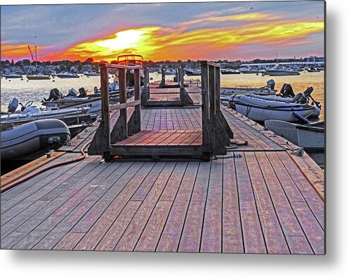 Marblehead Metal Print featuring the photograph Marblehead MA Village Street Dock at Sunset Low by Toby McGuire