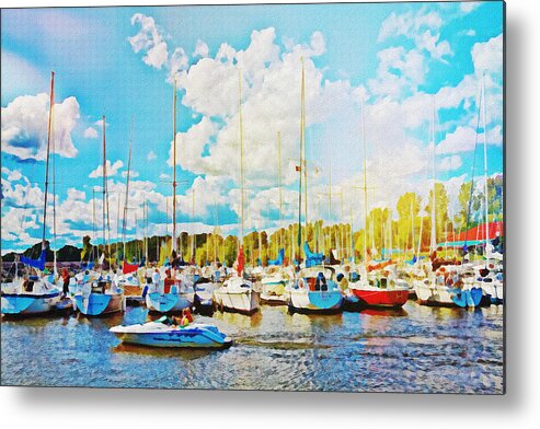 Marina Metal Print featuring the mixed media Marina in the summertime by Tatiana Travelways