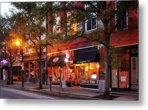 Market Street Metal Print featuring the photograph Market Street Shops by Greg and Chrystal Mimbs
