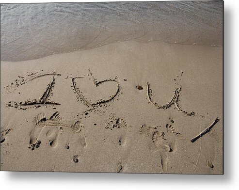 I Love You Metal Print featuring the photograph Message in the Sand by Valerie Collins