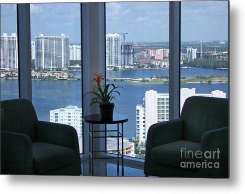 Overlooking Miami Metal Print featuring the photograph Miami Business World by Mary Lou Chmura